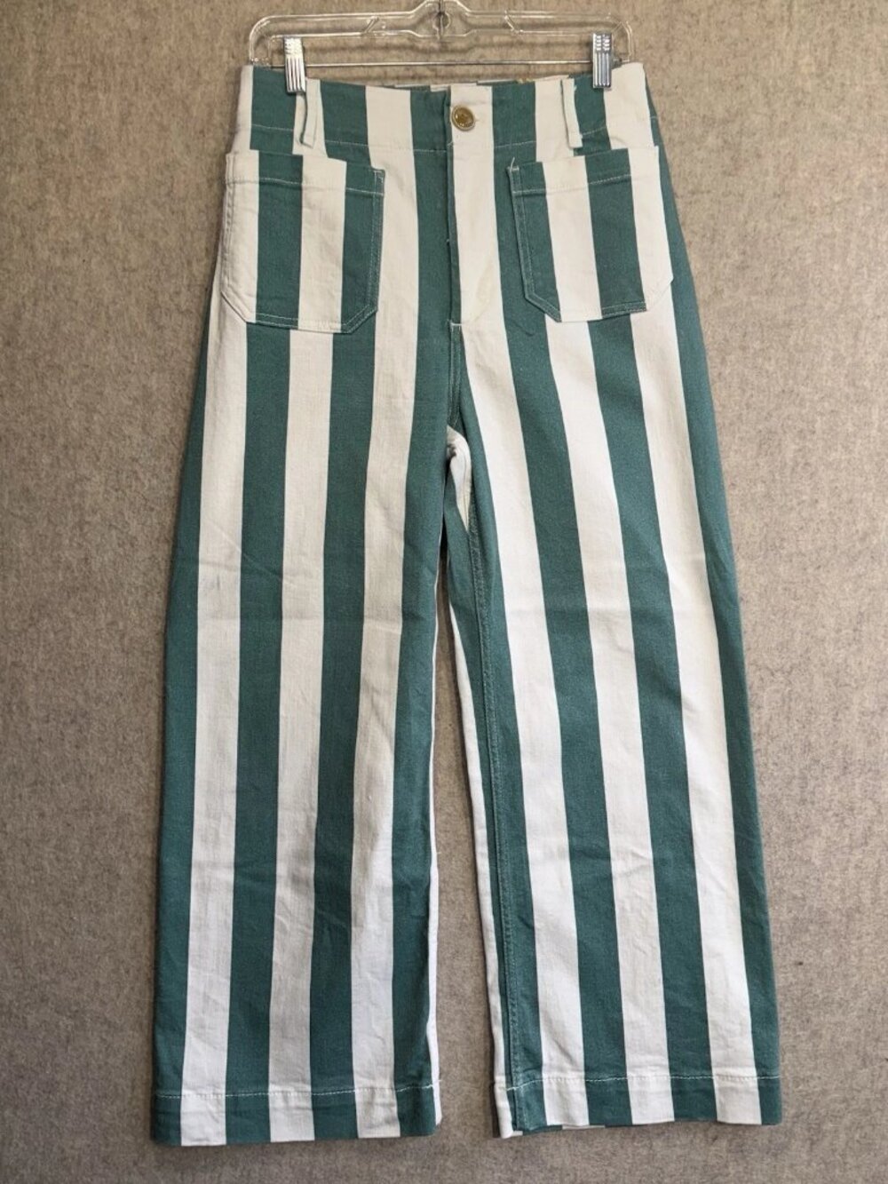 NEW ANTHROPOLOGIE Maeve Colette Striped Denim Wide Leg Pants Size 24 - Picture 2 of 8
